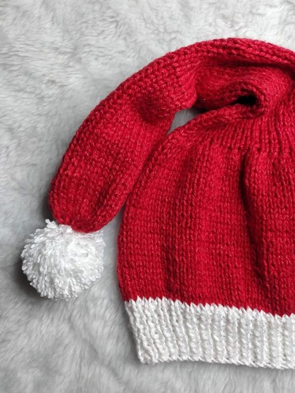 Gorro papai noel em tricô - adulto