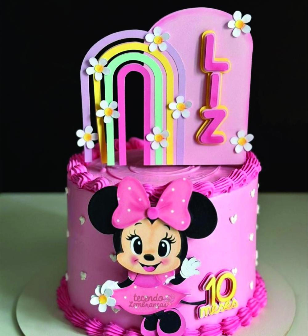 topo de bolo minnie rosa baby