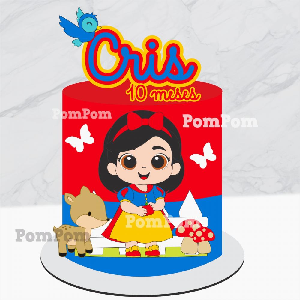 topo de bolo branca de neve baby