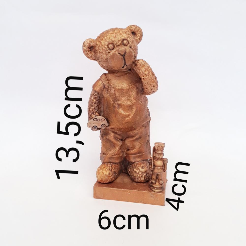 Urso decorativo de resina pintado a mão