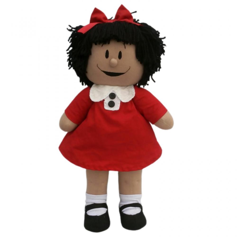 Boneca de Pano Mafalda com Vestido Vermelho e 35 cm