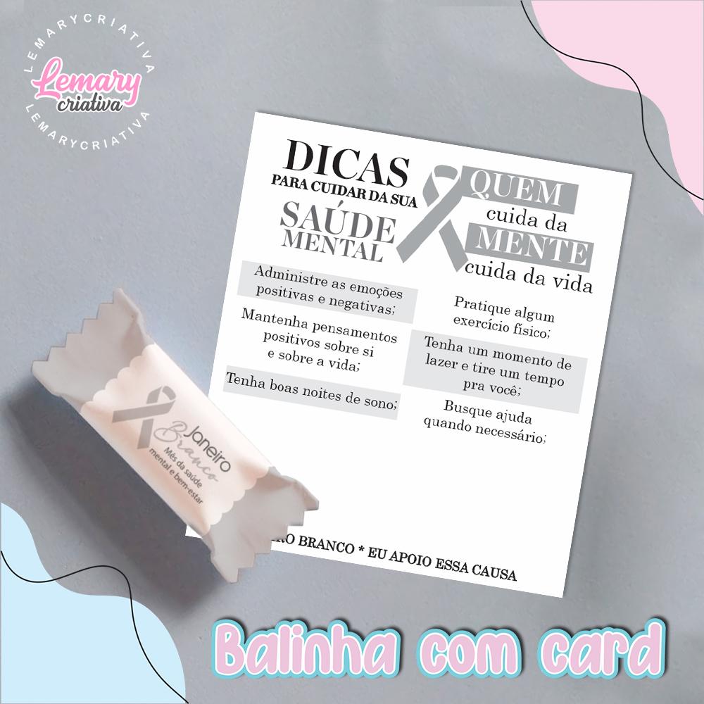 Bala Personalizada com Card Janeiro branco Mod.0005 (36 unidades)