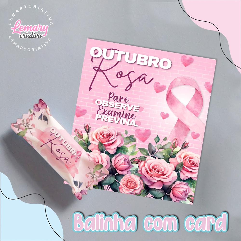 Bala Personalizada com Card Outubro rosa Mod.0005 (36 unidades)