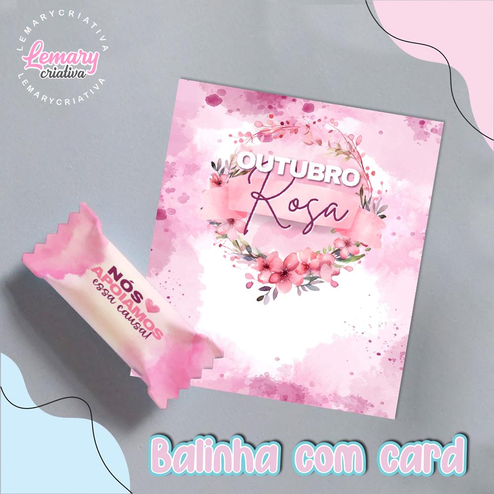 Bala Personalizada com Card Outubro rosa Mod.0010 (36 unidades)