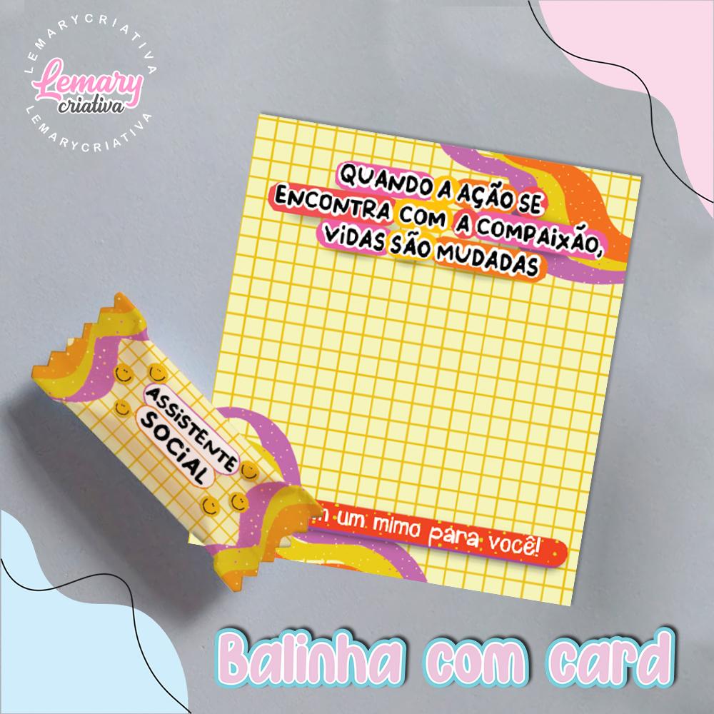 Bala Personalizada com Card Profissões Assistente Social  Mod.00