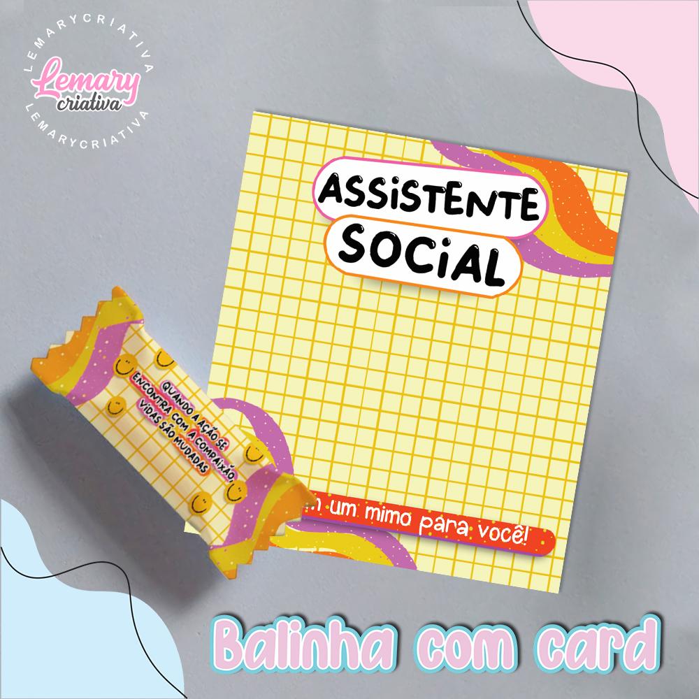 Bala Personalizada com Card Profissões Assistente Social  Mod.00