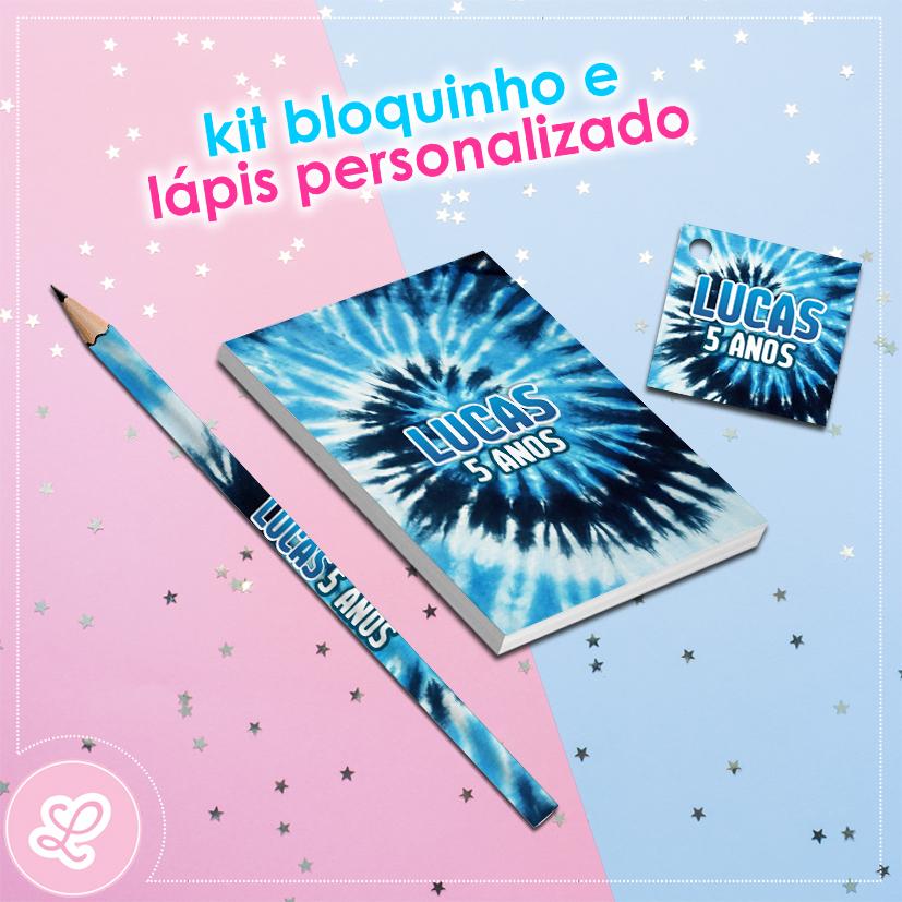 Kit Bloquinho Lápis e Tag Tie Dye Mod.005 (20un)