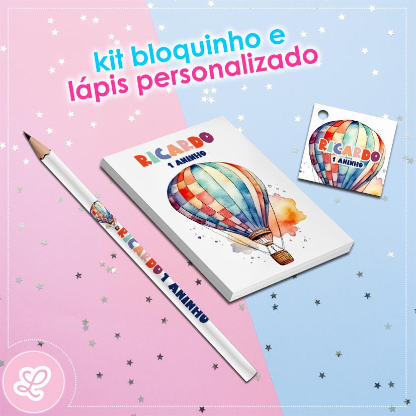 Kit Bloquinho Lápis e Tag Balão de ar quente Mod.001 (20un)