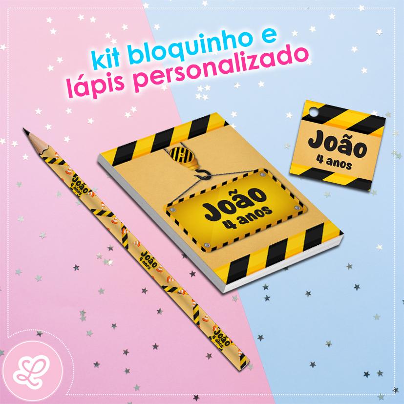 Kit Bloquinho Lápis e Tag Construtor