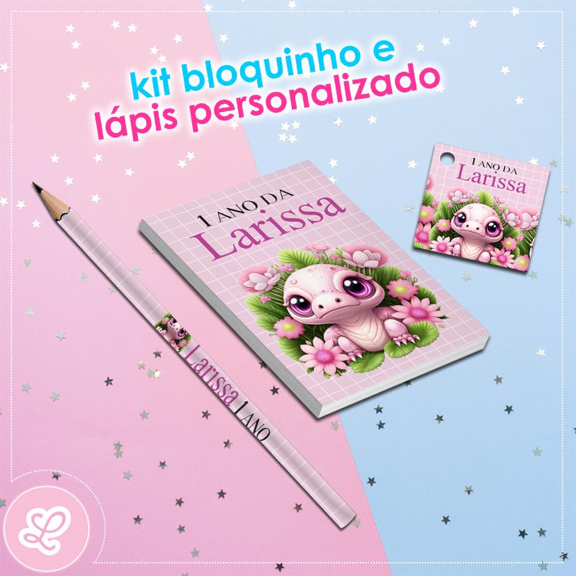 Kit Bloquinho Lápis e Tag Dinossauro baby Mod.003 (20un)