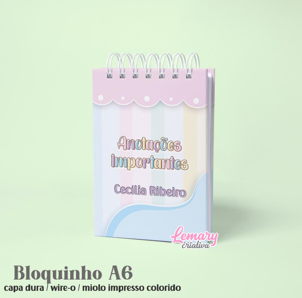 Bloquinho 10x15cm capa dura Miolo impresso Candy color Mod.0001