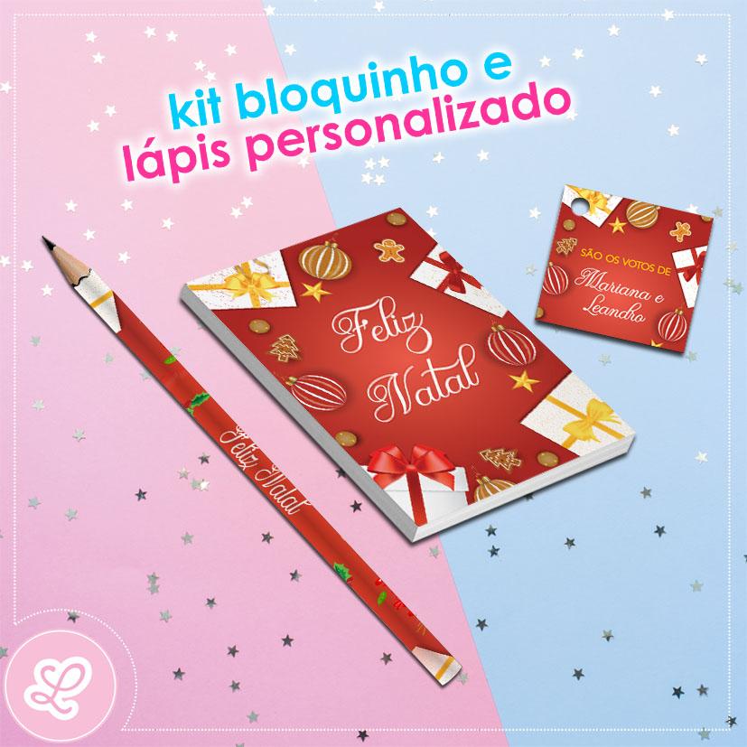 Kit Bloquinho Lápis e Tag Natal Mod.001 (20un)