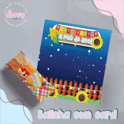 Bala Personalizada com Card Festa junina Mod.0005 (36 unidades)