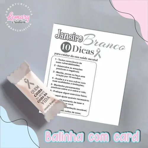 Bala Personalizada com Card Janeiro branco Mod.0003 (36 unidades)