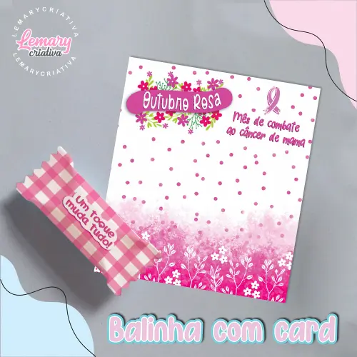 Bala Personalizada com Card Outubro rosa Mod.0001 (36 unidades)