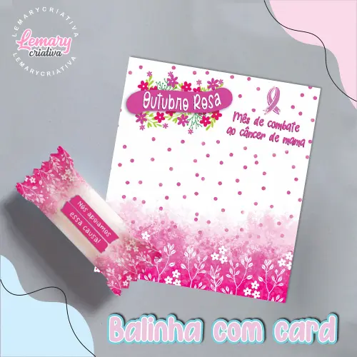 Bala Personalizada com Card Outubro rosa Mod.0002 (36 unidades)