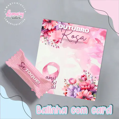 Bala Personalizada com Card Outubro rosa Mod.0006 (36 unidades)