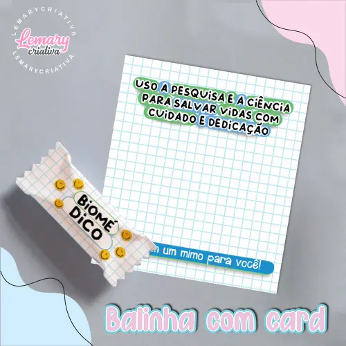 Bala Personalizada com Card Profissões Biomedicina  Mod.0002 (36 unidades)