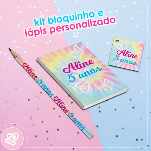 Kit Tie Dye 20 Mini Cachepó + 48 Forminhas + 20 Bloquinhos