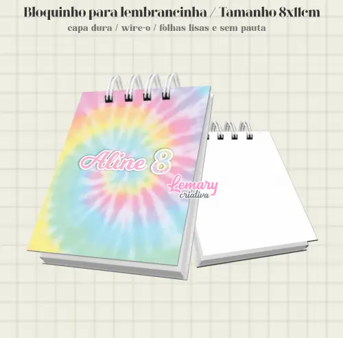 Bloquinho Tie Dye Capa Dura 8x11cm Mod.001 (6 unid.)