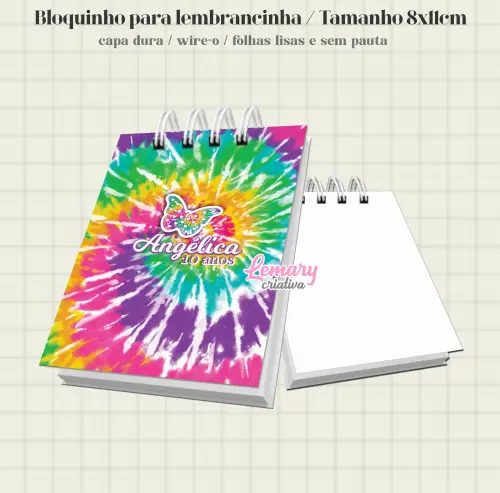 Bloquinho Tie Dye Capa Dura 8x11cm Mod.002 (6 unid.)