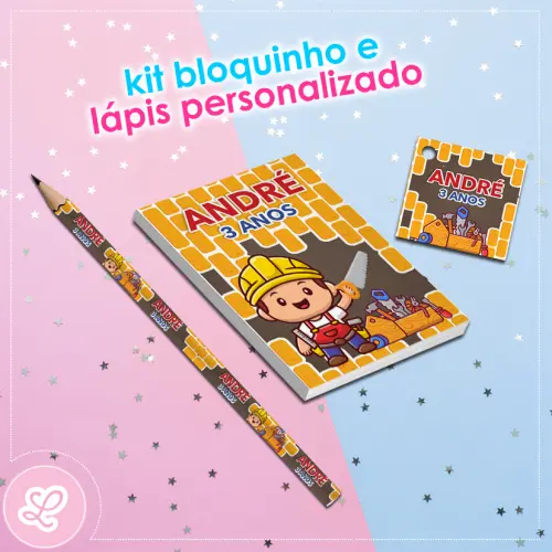 Kit Bloquinho Lápis e Tag Construtor Mod.001 (20un)