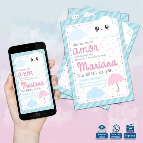 Convite Digital Chuva de amor e bênçãos Mod.006