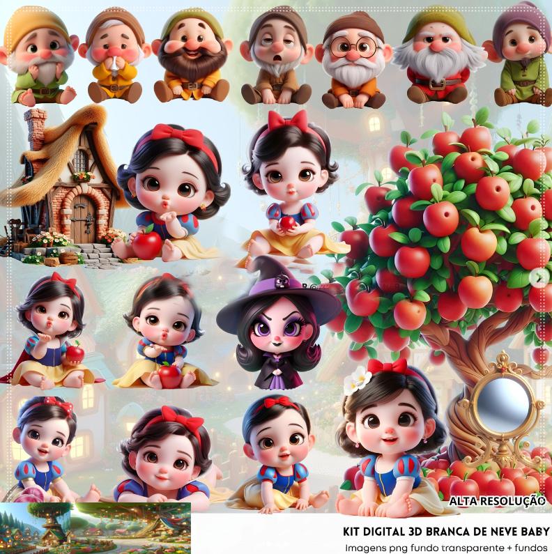 Arquivo Digital Kit Branca de Neve Cute