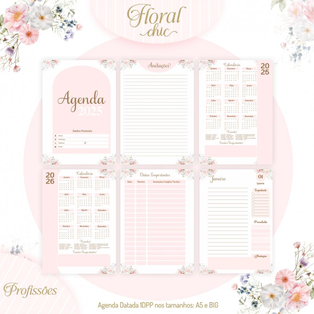 Arquivo Digital Combo profissões Floral Chic 2025