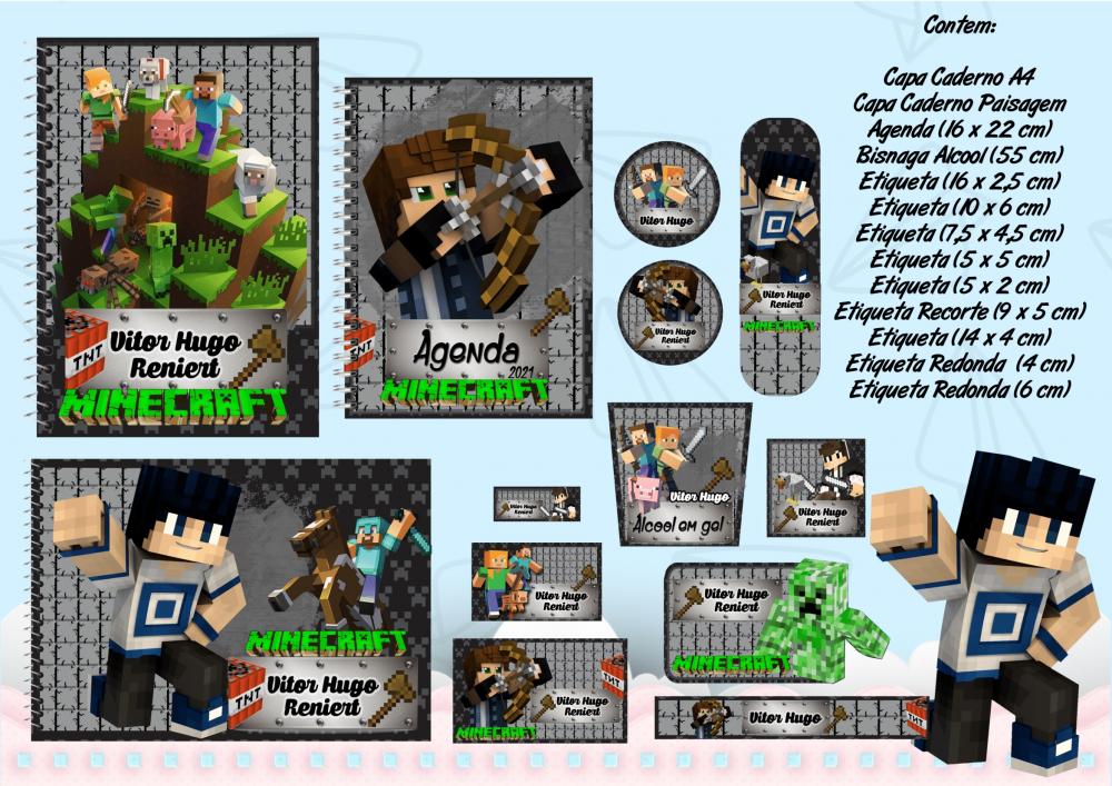 Arquivo Digital Etiqueta escolar Minecraft