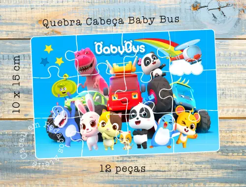 20 Quebra Cabeça BABY BUS Personalizado 10 x 15 cm