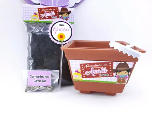 Kit Plantação Fazendinha Rosa para Lembrancinha de Aniversário