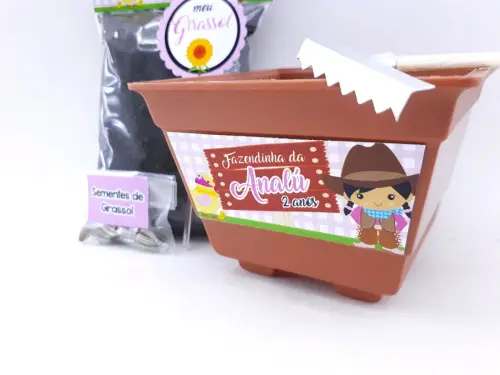 Kit Plantação Fazendinha Rosa para Lembrancinha de Aniversário