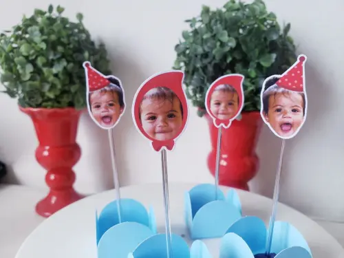 Topper de Docinho Chapeuzinho Vermelho com Foto do Bebê