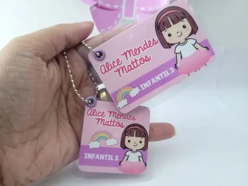 Tag Chaveiro Escolar Menina para Mochila e Lancheira