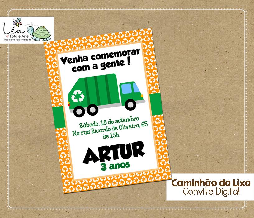 Convite Digital Caminhão de Lixo