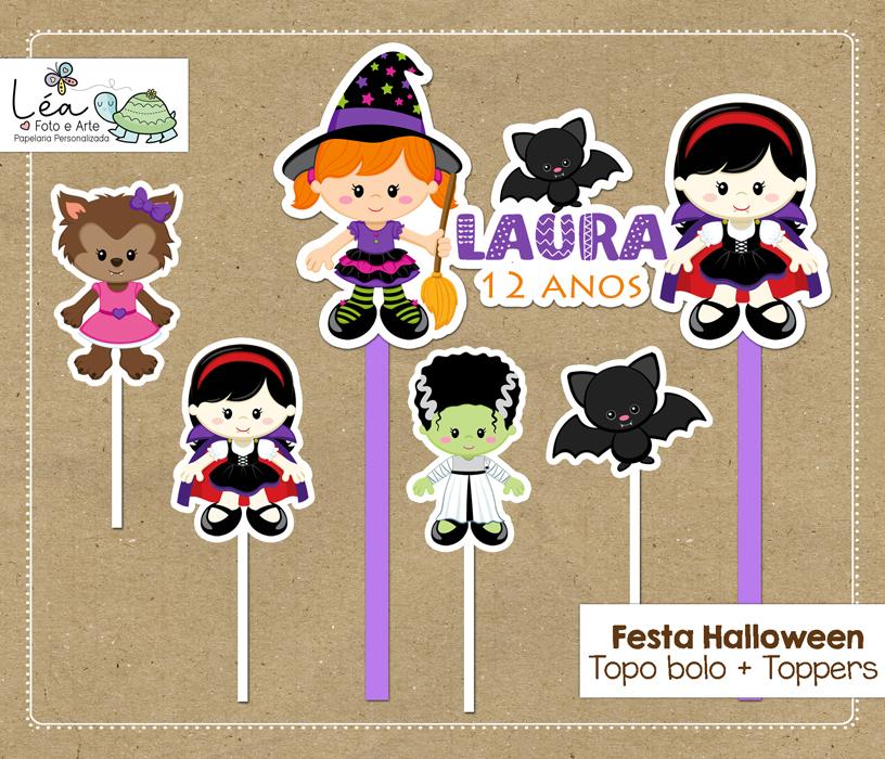 Topo de Bolo Halloween Menina