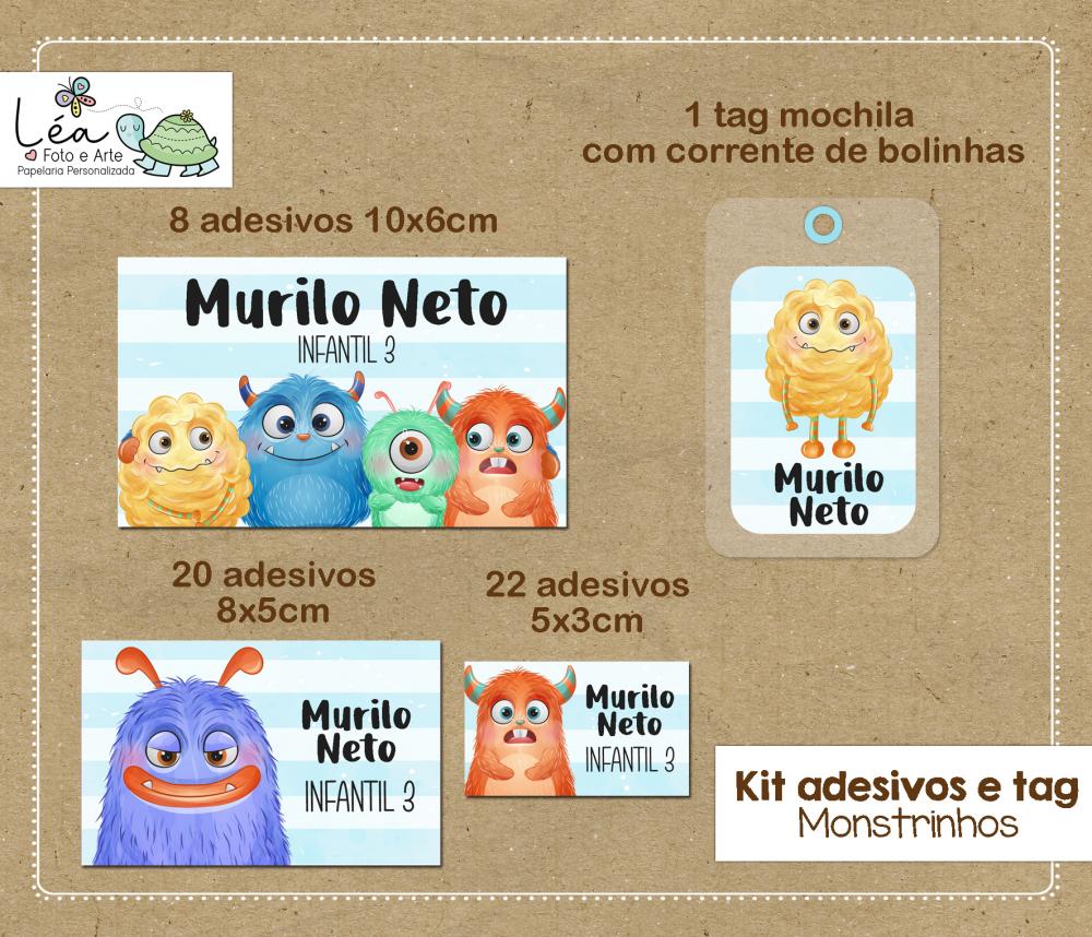 Kit Etiqueta Escolar Monstrinhos