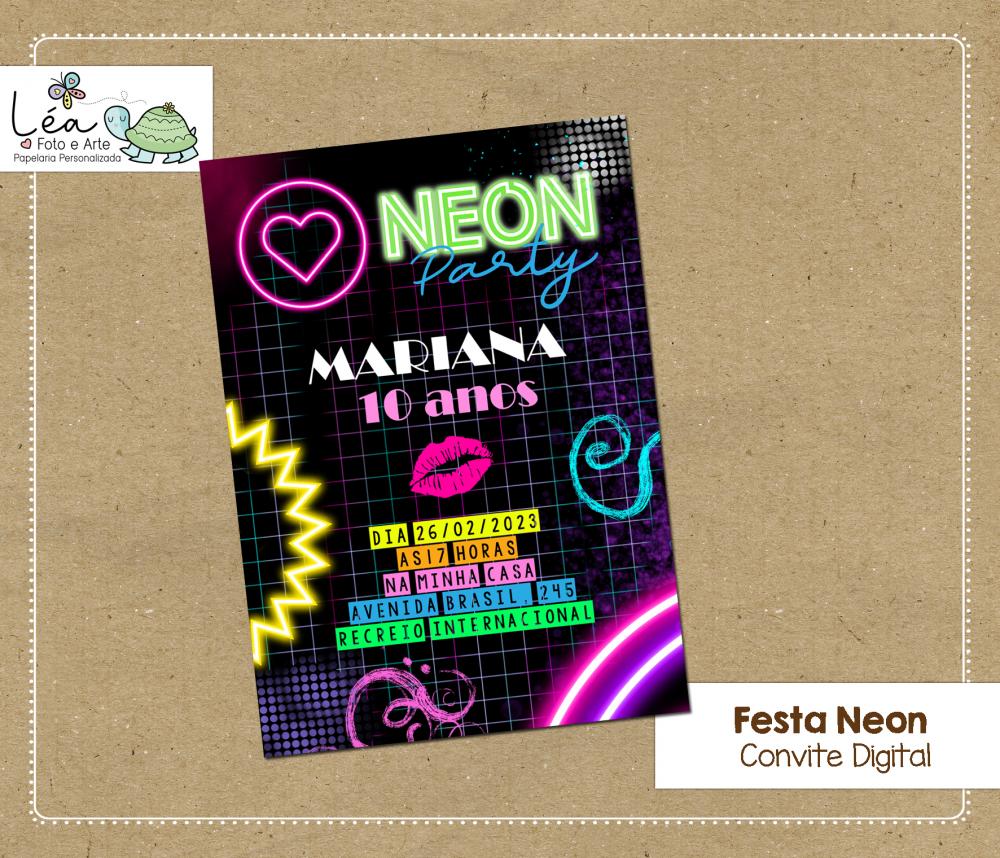 Convite Digital Neon Menina