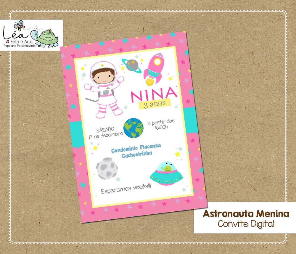 Convite Digital Astronauta Menina