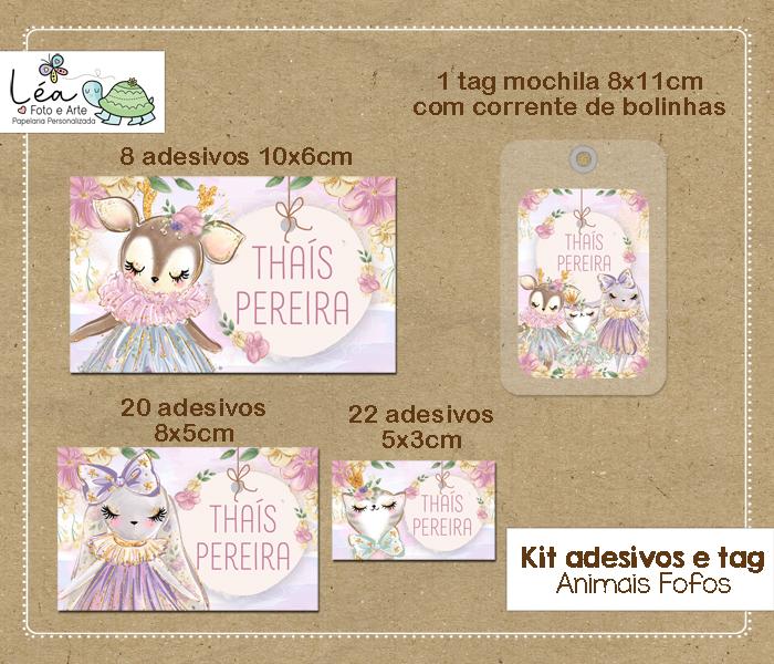 Kit Etiqueta Escolar Animais Fofos