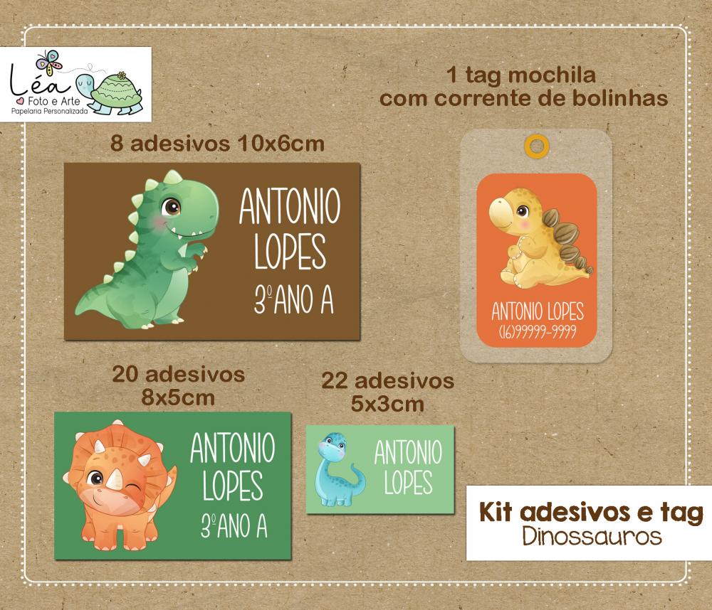 Kit Etiqueta Escolar Dinossauros