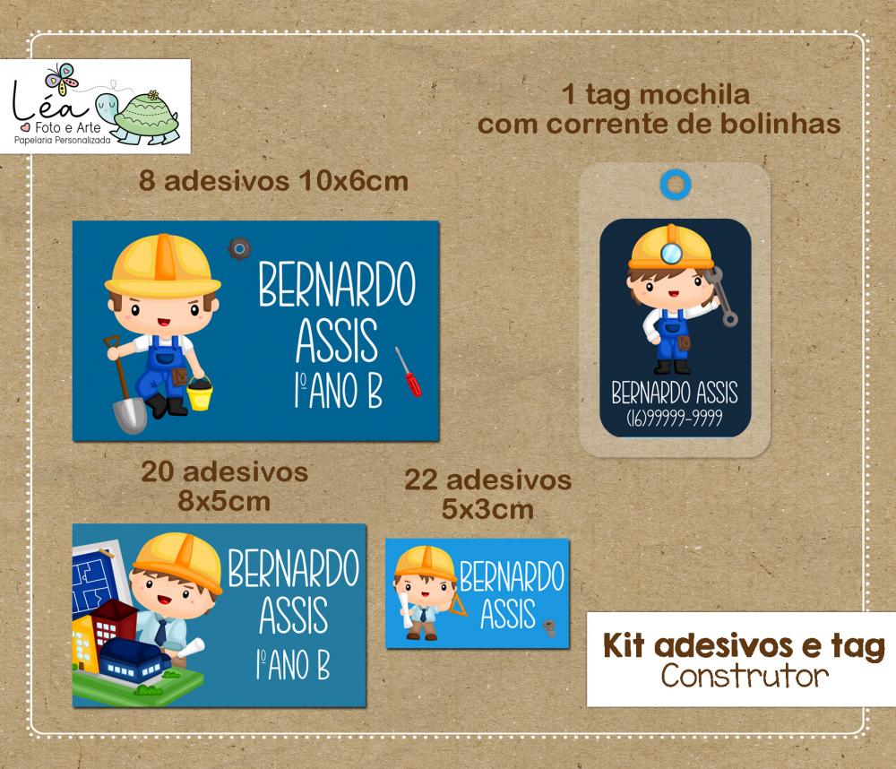 Kit Etiqueta Escolar Construção