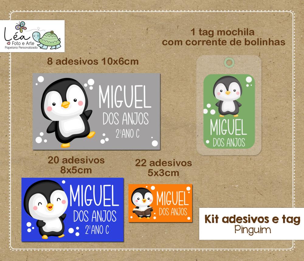 Kit Etiqueta Escolar Pinguim