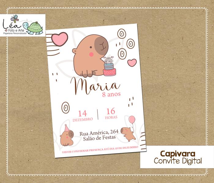 Convite Digital Capivara Menina