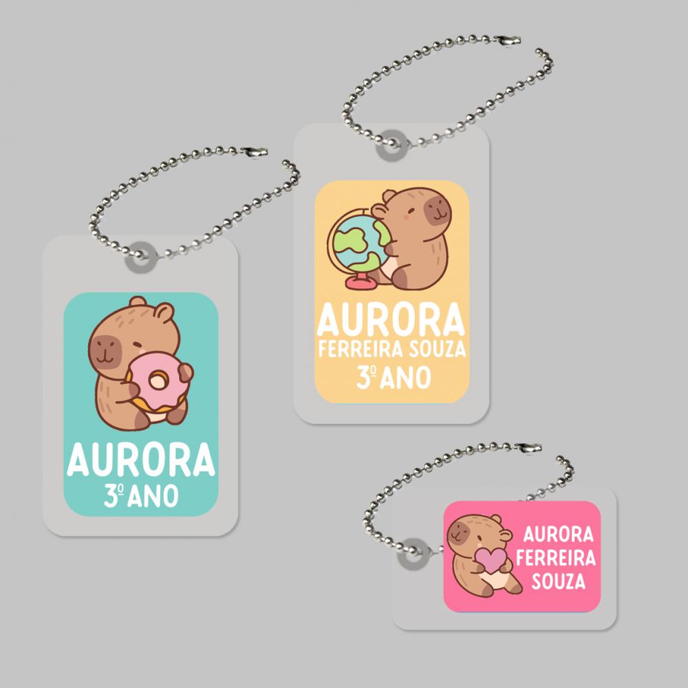 Kit tags plastificadas Capivara Fofa