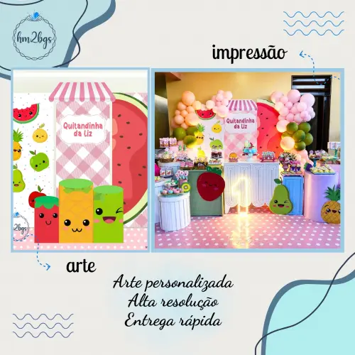 Arte digital - kit de painéis - decoração frutas