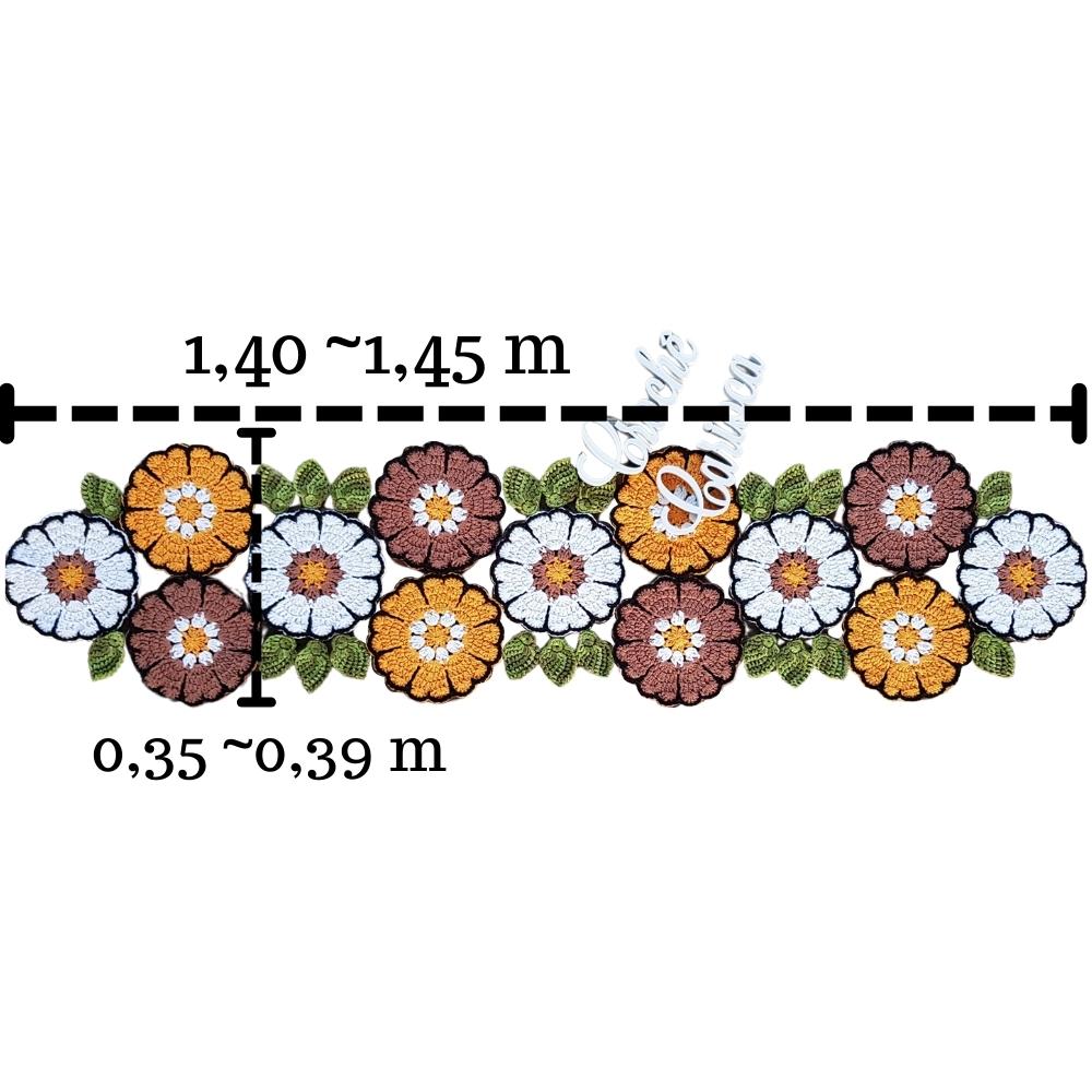 Caminho de mesa crochê russo alto padrão grande 1,45 x 0,39~ ES