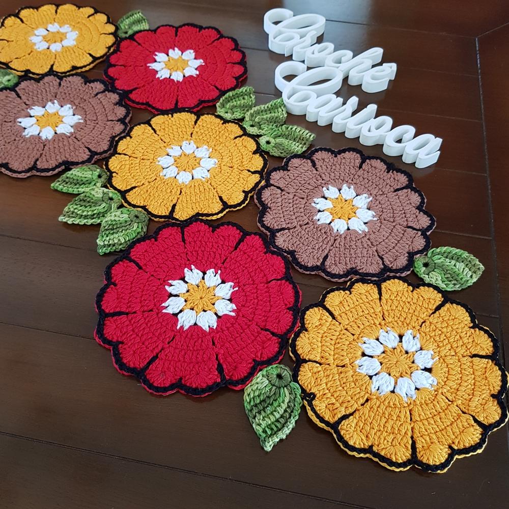 Trilho de mesa crochê floral russo ESCOLHA CORES e MEDIDAS