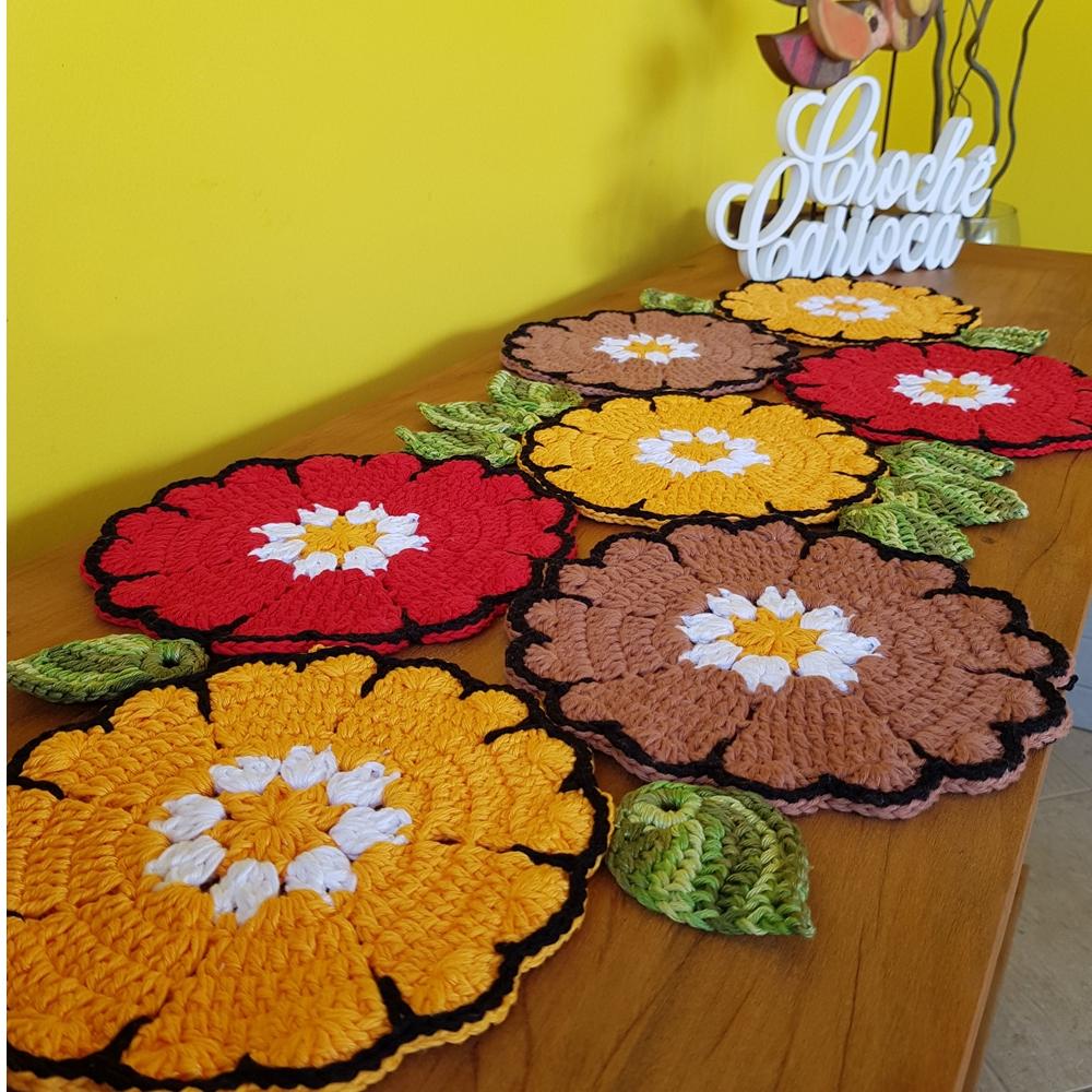 Trilho de mesa crochê floral russo ESCOLHA CORES e MEDIDAS